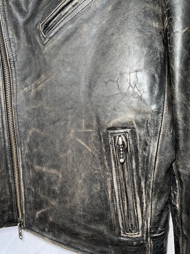 AllSaints - Vintage 'Raid' L Biker Jacket - Cracked Leather - Collector's Piece! - Picture 14 of 24