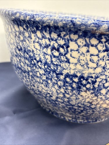 Folk Craft 10 pollici blu spugna grande ciotola in pietra con cuore, ottime condizioni - Foto 11 di 11
