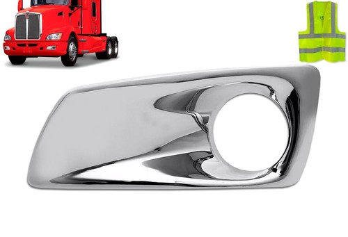 Chrome Plastic Fog Light/Lamp Bezel Left Driver Side For Kenworth T660 - Picture 2 of 8