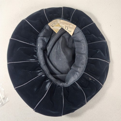 Vintage Christian Dior Chapeaux Paris Black Wide Brim Velvet Hat - Picture 6 of 7