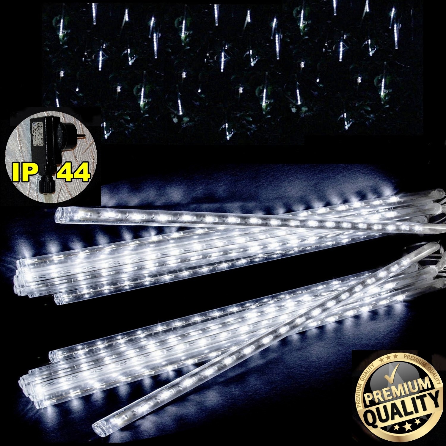 XXL 3D 200 LED PREMIUM SCHNEEFALL-EISZAPFEN-METEOR 20 RÖHREN FX LICHTERKETTE 