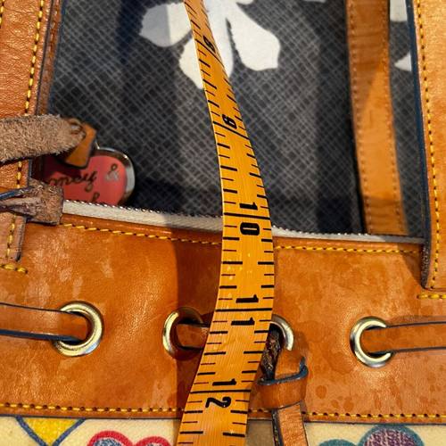 Vintage Dooney & Bourke Hearts Charm Hand Bag Y2k Rainbow Pale Yellow - Picture 9 of 12
