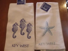 KAY DEE DESIGNS KEY WEST STARFISH + SEAHORSE KITCHEN TOWEL SET  NEW