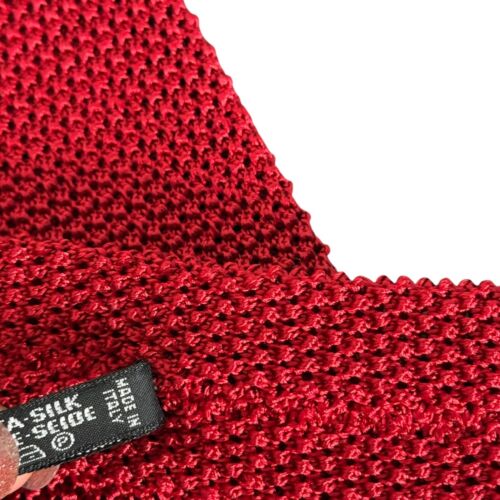 Corbata Tejida Lands End Seda Roja Sólida Extremo Cuadrado Hecha en Italia Texturizada Tejida - Imagen 3 de 7