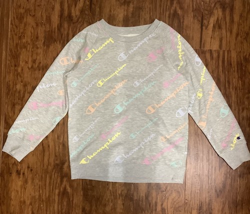 Champion Athletic Wear Sweatshirt Girls Gray Rainbow Pullover Large L Fleece - Picture 1 of 8