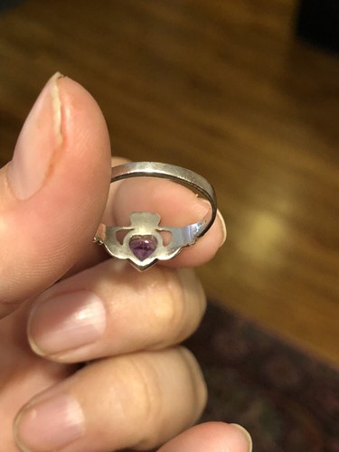 Amethyst Claddagh Sterling Silver Ring Size 7.5 - Bild 5 von 5