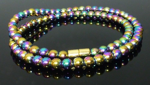 COLLAR MAGNÉTICO DE HEMATITA ARCO IRIS CUENTAS DE 6 mm - Imagen 2 de 9