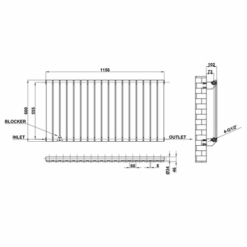Designer Radiator Oval Column Flat Panel Vertical Horizontal Central Heating Rad - Picture 205 of 260