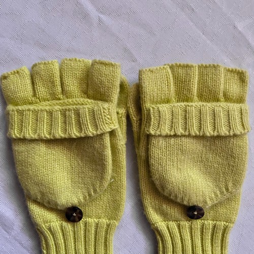 J.CREW Gloves Women's OS Wool Blend Convertible Ribbed Knit Chartreuse Mittens - Picture 8 of 13