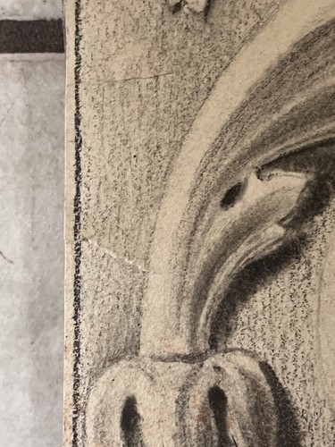 Antique Charcoal Drawing Ornamental Fountain Signed W. Washington William? - Picture 16 of 19