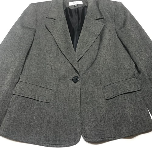Giacca blazer donna Le Suit taglia 8 grigia foderata con bottoni singoli Career Essentials - Foto 5 di 12