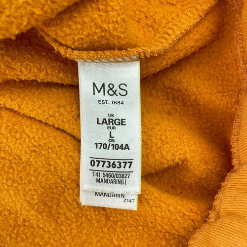 M&S Sweatshirt Large Orange Womens Round Neck Relaxed Drawstring Arm Stripe - Picture 7 of 11