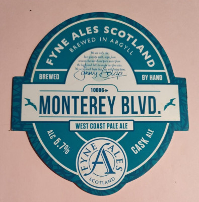 FYNE Brauerei Bier Pumpe Clip vorne MONTEREY BLVD Real Ale Abzeichen Schottland