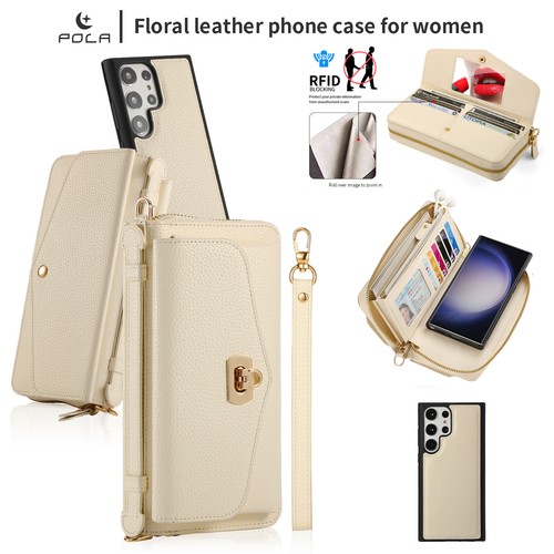 For Samsung Galaxy S24 S23 S22 Detachable Zipper Wallet Crossbody Phone Case - Photo 14 sur 73