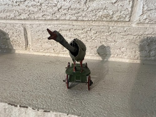 Antique Ca. 1900's Distler Nodder Goose on Platform Tin Penny Toy - Picture 4 of 8