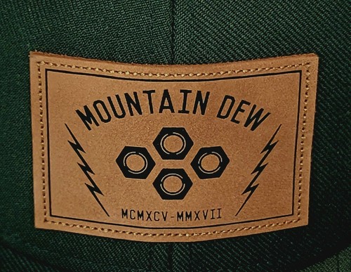 Mountain Dew Trucker Strapback Cap Hat Dark Green, Leather Patch One Size - Picture 8 of 11