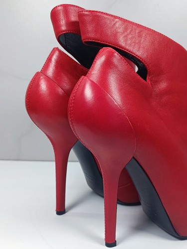 Giuseppe Zanotti rare vintage Red Leather Ankle Booties Lace-up size 38 1/2 - Picture 21 of 24