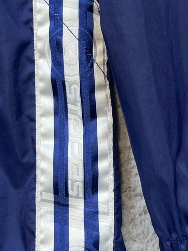 Chaqueta cortavientos Adidas vintage para hombre XL azul cremallera completa nailon años 90 3 rayas - Imagen 6 de 13