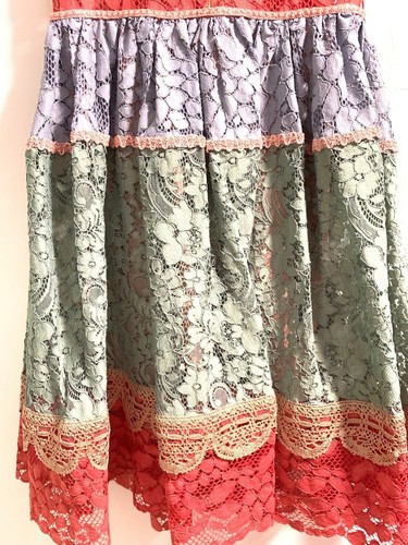 Vestido de cóctel Alexis Vedette de encaje multicolor rojo verde sin mangas XS - Imagen 8 de 11