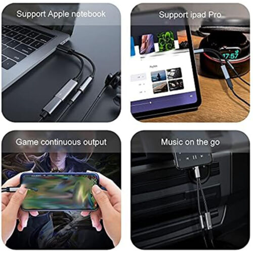 2 in 1 Type-C USB C to 3.5mm AUX Audio Headphone Jack Adapter Charger Cable New - Picture 9 of 12