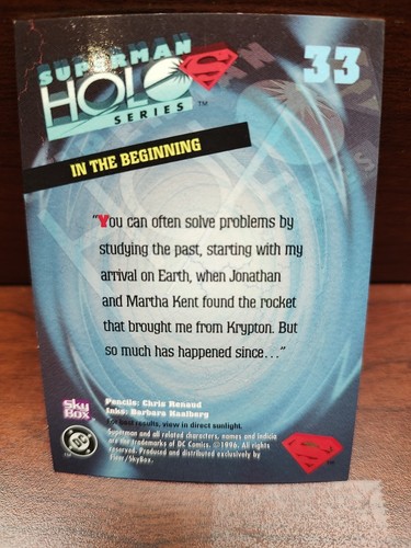 1996 Superman Holo Series Silver #33 In The Beginning NEW UNCIRCULATED - Picture 2 of 2