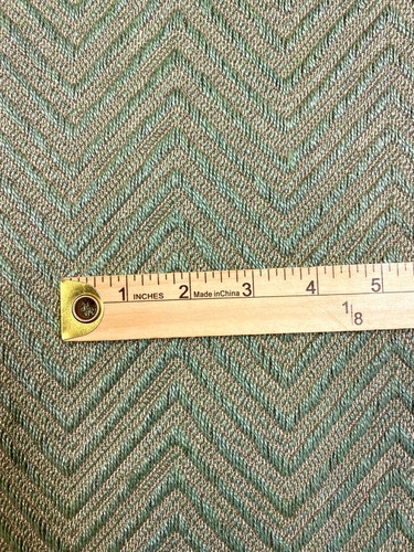 Designer Sage Green Taupe Herringbone Flax Chevron Linen Upholstery Fabric STA 3 - Picture 2 of 5