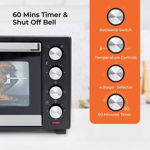 Geepas Mini Ofen Toaster Grill Tischplatte kompakt tragbar Backherd 48L 2000W - Bild 4 von 9