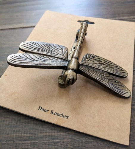 Dragonfly Cast Iron Door Knocker Antique Brass Tone New - 第 1/6 張圖片