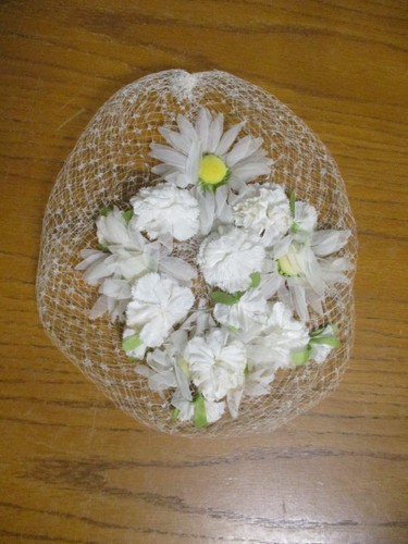 Vintage White Netting and Flowers Women's Hat