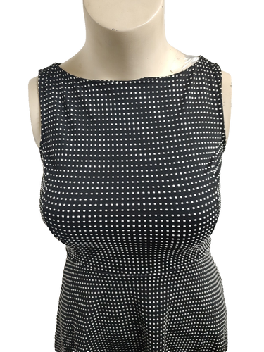MERONA Women's Retro Look Sleeveless Black White Dot Dress Stretch size S #XO - Picture 4 of 4