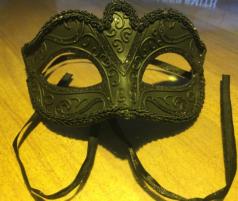 Disfraz Mascarada Máscara Mardi Gras Fiesta Máscara Mascarada (Negro) Foto 4 de 4