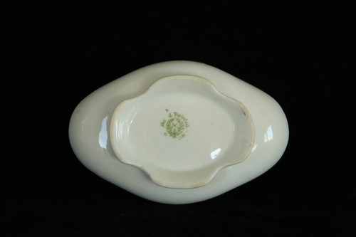 NIPPON 100% HAND PAINTED PINK & BLUE FLOWERS PORCELAIN OPEN SALT CELLAR NUT DISH - Picture 4 of 4