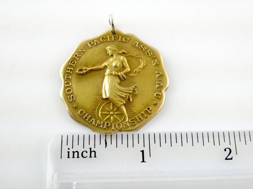 Vtg Southern Pacific Association AAU Championship Medal Gold Fill Dodge Inc LA - Picture 4 of 9
