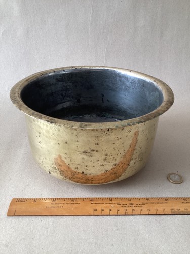 ANTIGUO TAZÓN DE COCINA DE LATÓN HILADO DE PRINCIPIOS DEL SIGLO XIX 8,5 pulgadas D, 4,5 pulgadas H. - LAÑADO  - Imagen 1 de 10