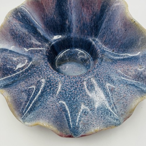Studio Art Pottery Shell Large Candle Holder MCM Vintage Pink Purple Signed Rare - Picture 12 of 24