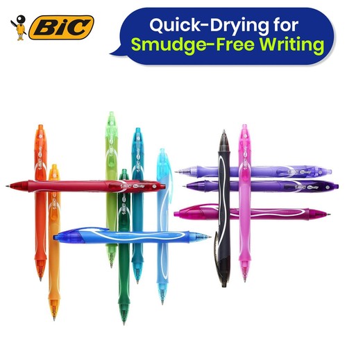 BIC Gelocity Quick Dry Ballpoint Pens 0.7mm Tip Gel Ink Pen Box of 12 Black Ink - Picture 5 of 8