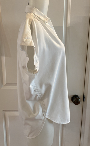 Camisa Madewell Talla XS Blanca Mezcla de Algodón Abotonada Gran Tamaño Manga Corta - Imagen 7 de 13