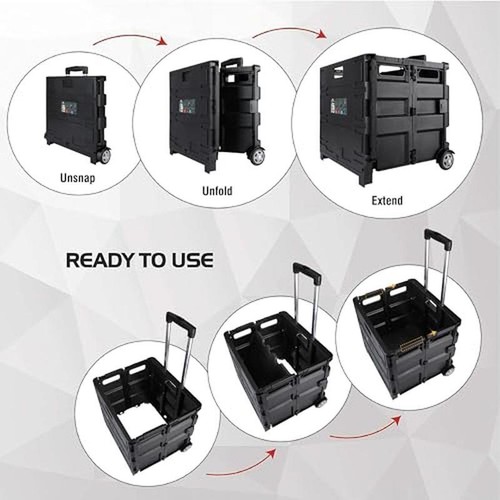 Heavy Duty Portable Tool Carrier Telescopic Handle 80Lb Capacity Folding Cart US - 第 6/7 張圖片