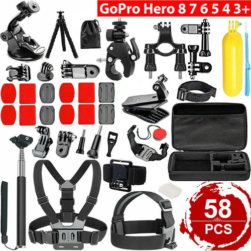 58 Pcs For Gopro Hero 9 8 7 6 5 4 3 2 1 Accessory Kit Bundle Chest Head Mount - Picture 2 of 13