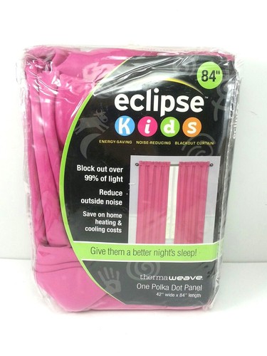Eclipse Kids Blackout Curtain 42 x 84 Raspberry Polka Dot Pink 2 Panels New