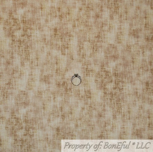 BonEful FABRIC FQ Cotton Flannel Quilt Tan Brown Wood Tonal Tweed Linen Texture - Picture 1 of 14