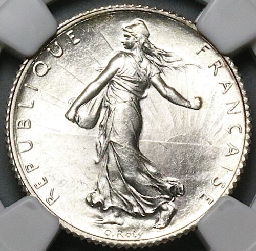 1919 NGC MS 65 France 1 Franc Sower Silver Gem Mint State Paris Coin (24121002C) - Picture 4 of 6
