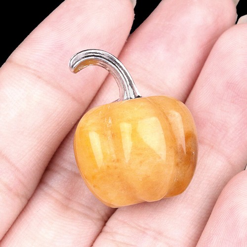 10Pcs 20x16mm Yellow Jade Handmade Carved Pumpkin Halloween Desktop Decor HT2420 - Picture 2 of 7