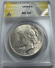 1928-S  PEACE US Mint Silver Dollar,   AU55 by ANACS,   a SUPERB looking coin!!!