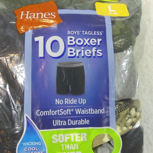 Hanes Underwear Boys Large 14/16 Boxer Briefs Tagless Cool Comfort 10 Pack - Picture 3 of 10