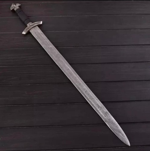 Handmade Damascus Steel Viking Sword Real Northman Sword,Nordic Sword W/Scabbard - Picture 4 of 5