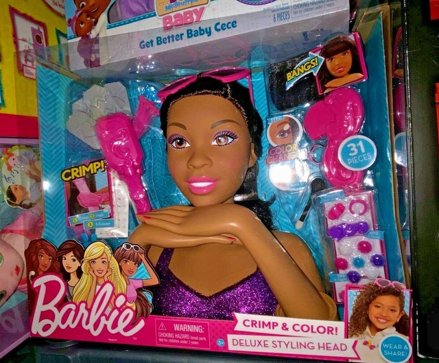 Barbie Crimp & Color Deluxe Styling Doll Head AFRICAN ...