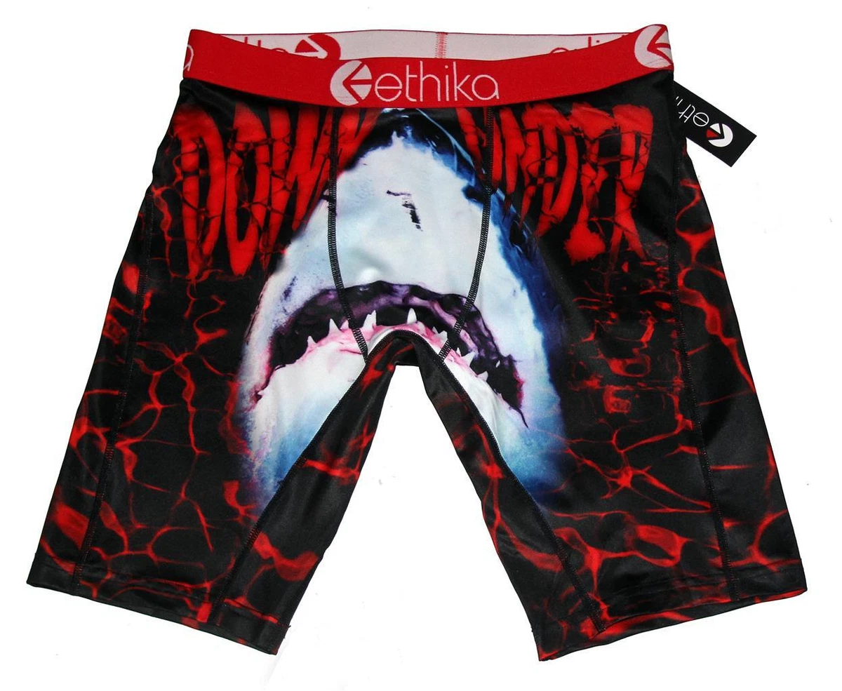 Ethika the Staple Shark DOWN UNDER Colorful Art Red Black Boxers Men's NWT