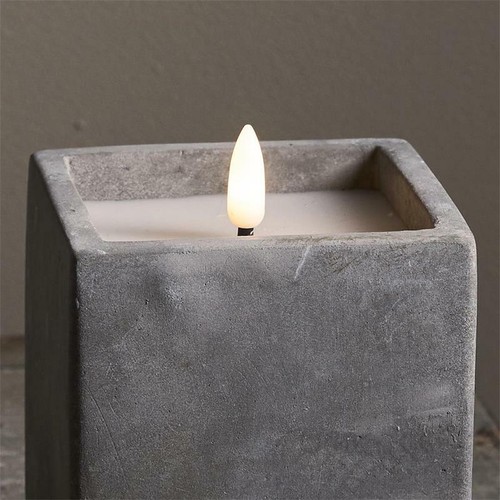 LED Kerze "Beton Quader" 11/14/16cm Timer, Echtwachs, Zement-Optik mit 3D Flamme - Bild 3 von 11
