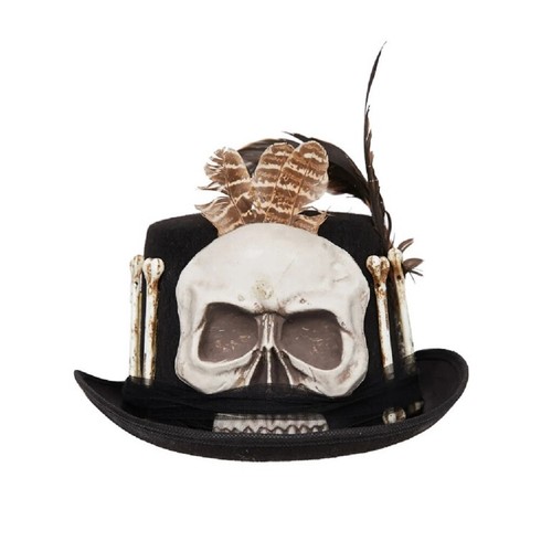 Witch Doctor Top Hat - Voodoo - Bones - Feathers - Costume Accessory - One Size - Picture 2 of 2